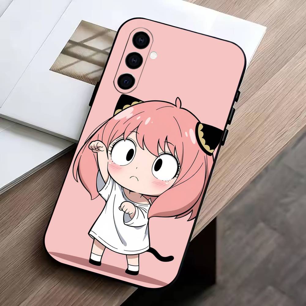 Cute Cute Anya Phone Case For Samsung Galaxy A73,A72,A71,A70,A53,A52,A51,Soft Silicone Black Cover
