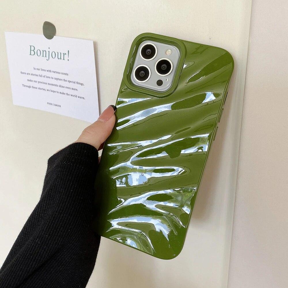 Волнистый чехол для телефона iPhone 11, чехол для iPhone 15, 14, 13, 12 Pro Max XR XS Max X 7 8 Plus SE 2020, противоударный бампер, однотонный чехол