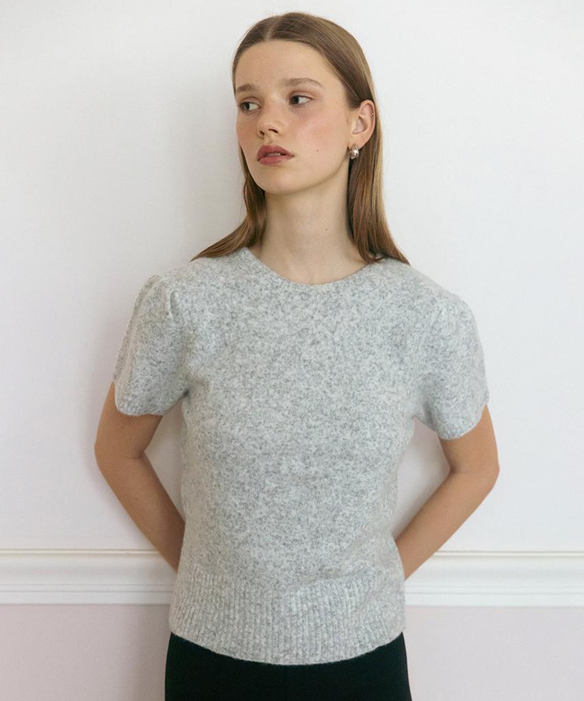 TTUDEMENT Angora Half Sleeve Pullover Mel Gray