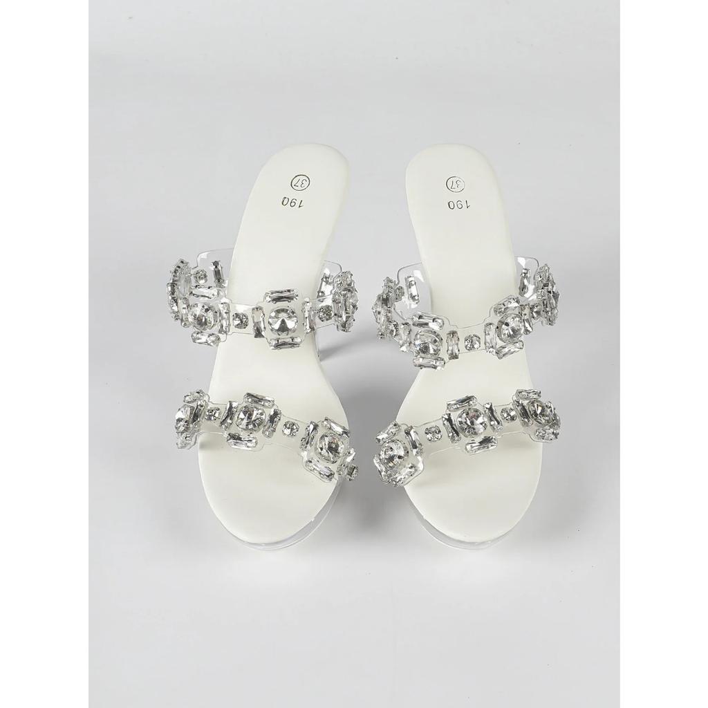 Стразы Сексуальные Туфли на Высоком Каблуке 13 СМ Тонкий Каблук Водонепроницаемые Тапочки на Платформе Прозрачные Кристальные Туфли Обувь Банкет Высокий LFD-1099-Q20