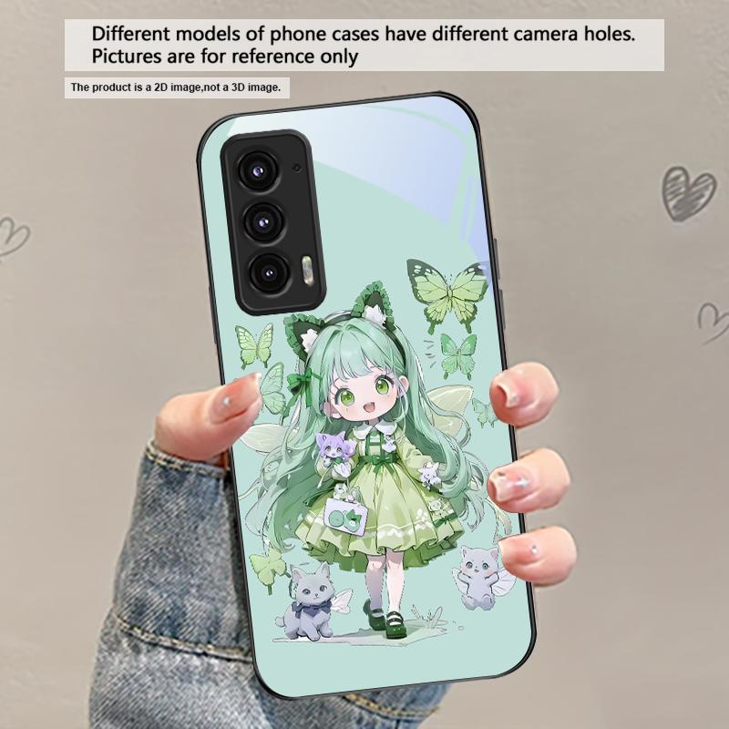 Q-версия Синяя Бабочка Для Motorola Moto Edge 20 Lite 30 Pro 40 Neo 50 Ultra G45 G54 G55 G75 G84 G85 GPlay 23 Стеклянный Чехол Для Телефона