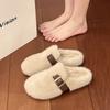 Мода 2024 Весна Lambhair Женские балетки Laofer Плоские туфли Модные женские туфли Мэри Джейн на низком каблуке без застежки из меха Мягкие туфли бабушки на открытом воздухе