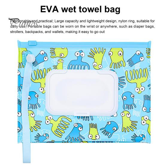 Сумка-органайзер для влажных салфеток, мультяшный узор, большая емкость, многоразовая, легкая, портативная сумка для влажных салфеток, контейнер
