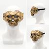 Gold Skull Mask PU Cosplay Halloween Accessory for Themed Party Music Festival Prop Carnaval Mask for Men Masque Mardi Gras Mask