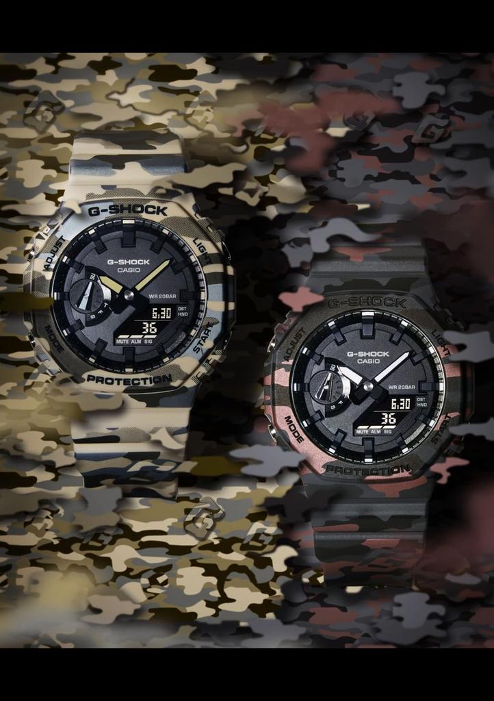 Casio G-Shock GA-2100CM-5AJF Камуфляжные Аналогово-Цифровые Мужские Часы Бежевые 200М Ударопрочные Японская Модель
