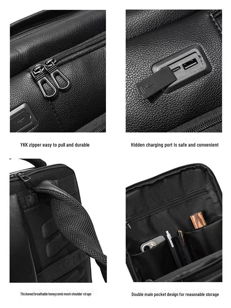 Мужской премиальный кожаный водонепроницаемый рюкзак для ноутбука - для бизнеса и путешествий