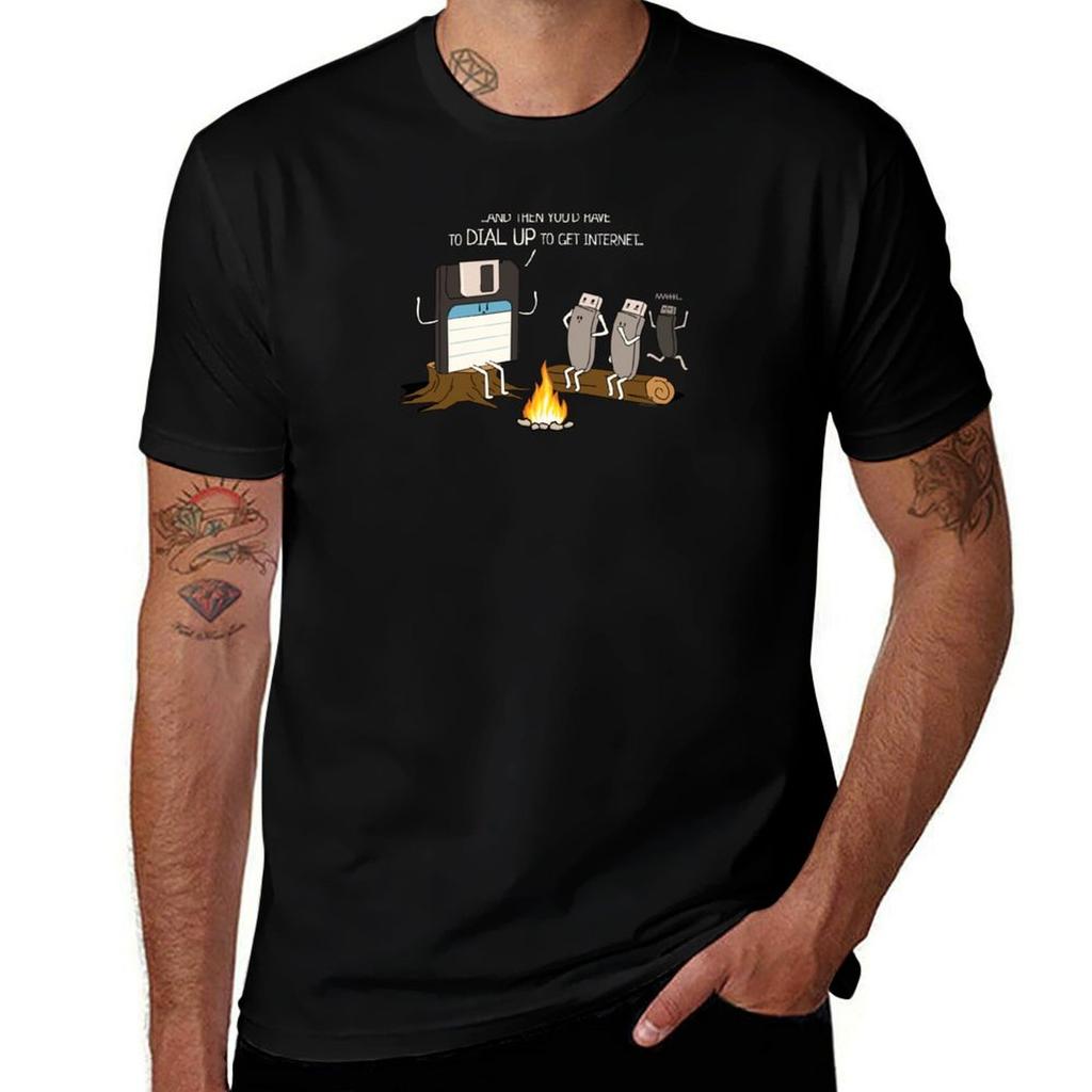 Campfire Tales Of Dial Up Internet Funny Computer Nerd Tshirt Casual Loose Short Sleeve Tee For Unisex