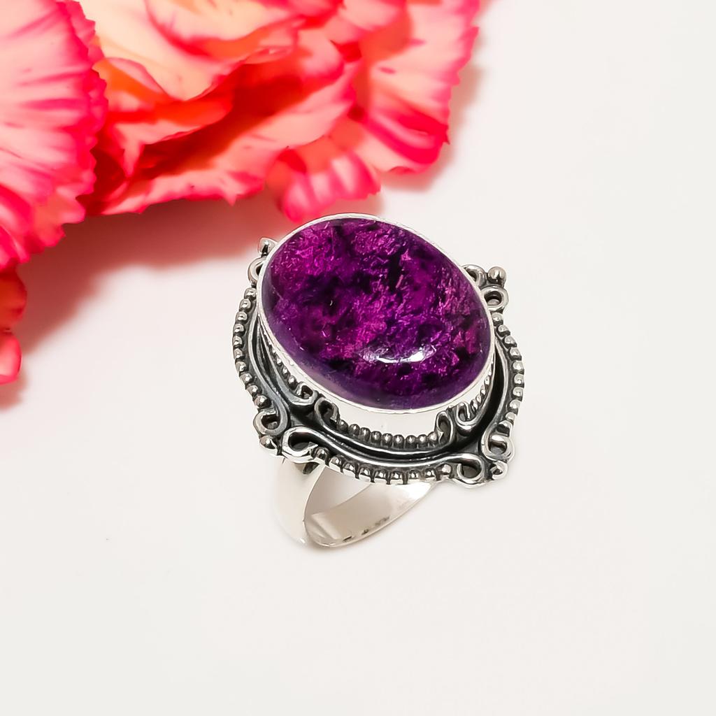 Purpurite - Faires Tin Mine Кольцо из стерлингового серебра 925 пробы V4553, Фиолетовое кольцо, Овальное кольцо, Подарок на День святого Валентина, Подарок для нее, Подарок на день рождения, Украшения ручной работы
