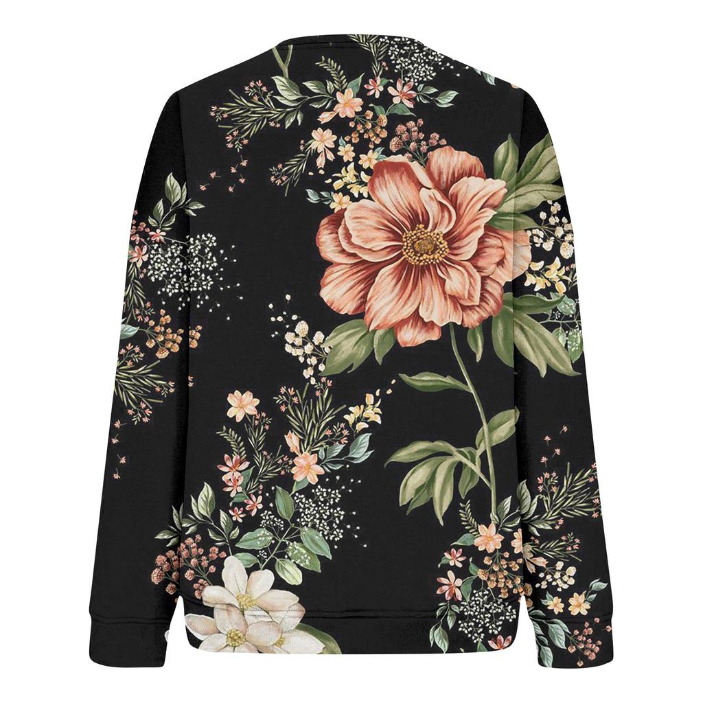 Женская повседневная модная Свободная толстовка с длинным рукавом и круглым вырезом с принтом