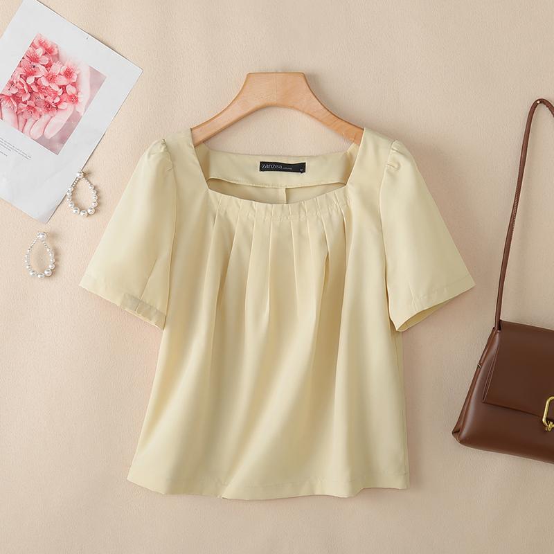 ZANZEA Women Summer Square Collar Casual Short Sleeve Blouse