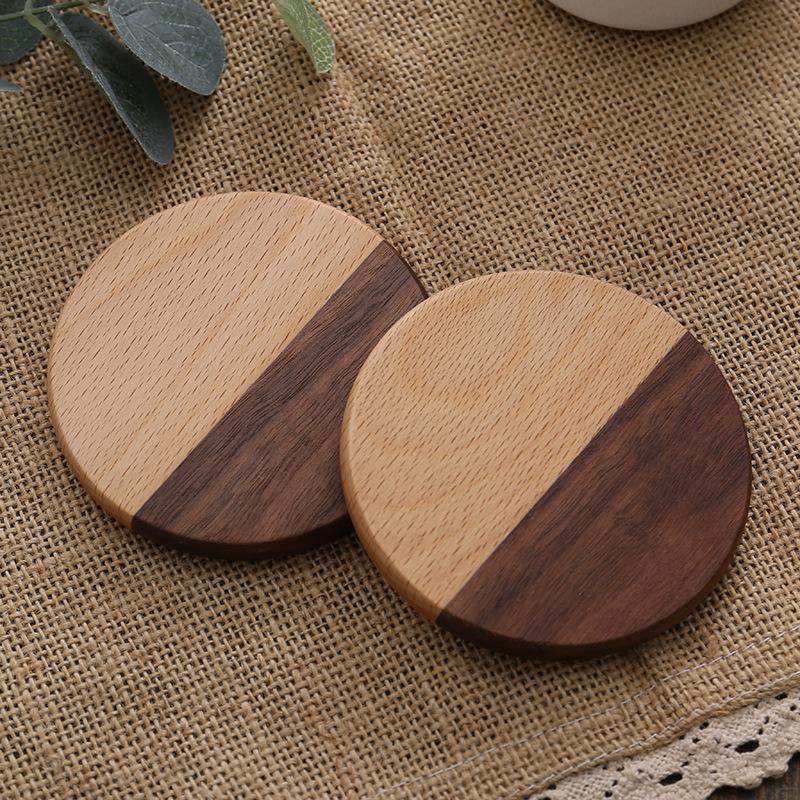 Набор деревянных подставок для чая и кофе с гравировкой, креативными изоляционными прокладками и подносами