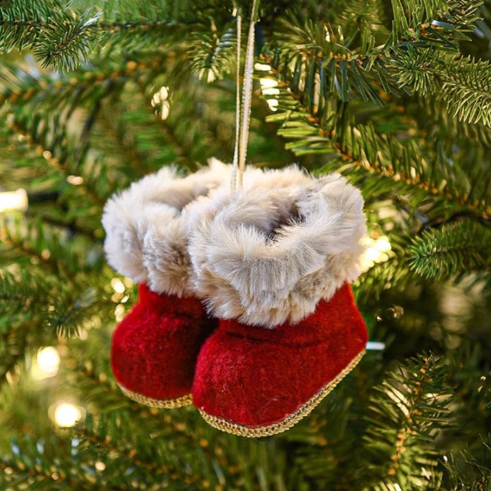 Plush/Cloth Christmas Boots Pendant Decorative Plush Christmas Tree Pendant Festival Party