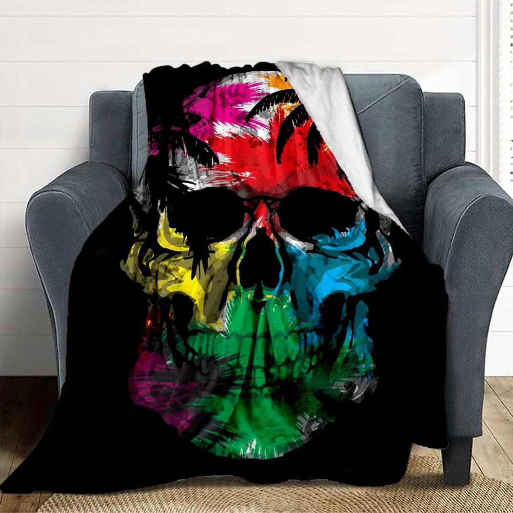 Skull Art Flannel Blanket Throw Blanket Soft Warm Sofa Bed Camping Car home Decor Unique Christmas Gift C9302319