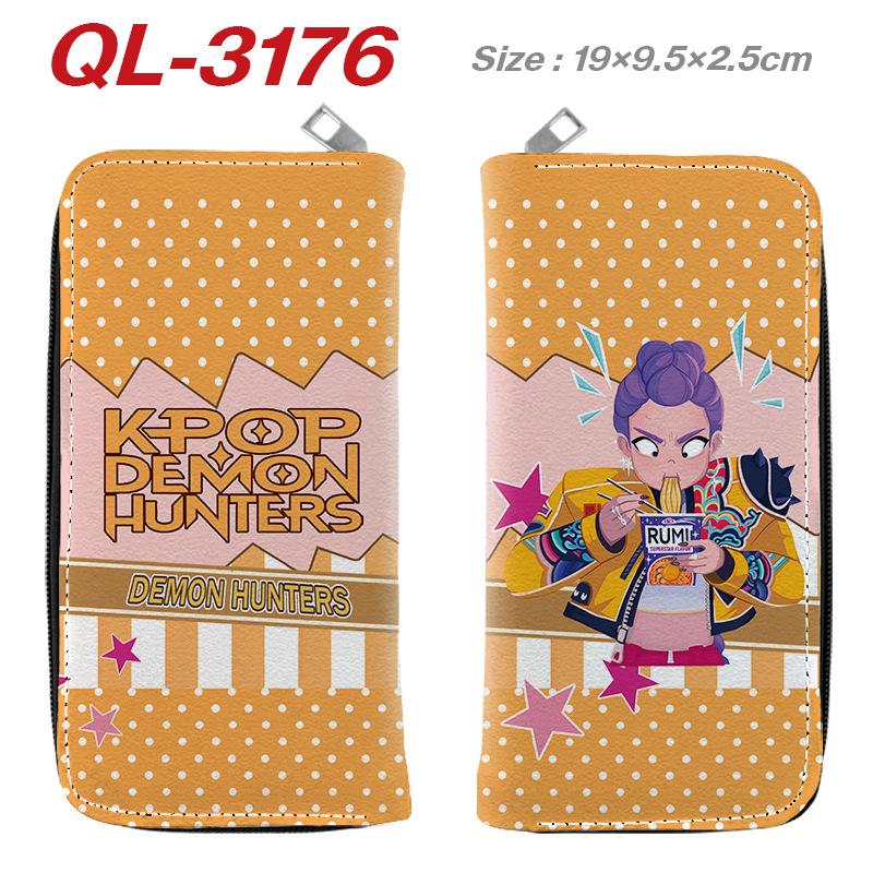 KPop Demon Hunters Long Zip Wallet PU Leather Cartoon Purse for Women Multi Card Holder Pink