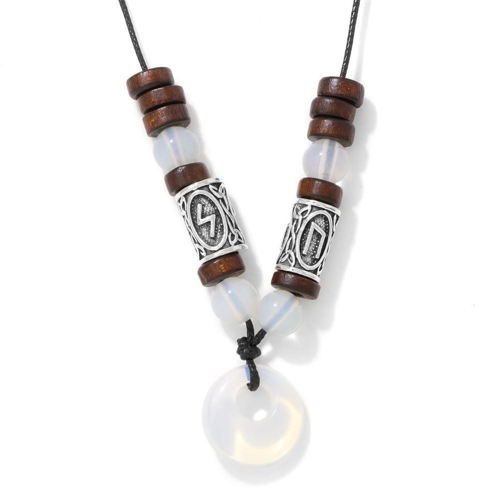 Bead Run Wood Bead Viking Bead Safety Buckle Retro Style Rune Bead Rune Bead Ethnic Style Sweater Chain Retro Fashion