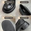 Augustine Black Loafers Women's 2025 Autumn New French British Style Thick Heel Platform Comfortable Small Leather Shoes