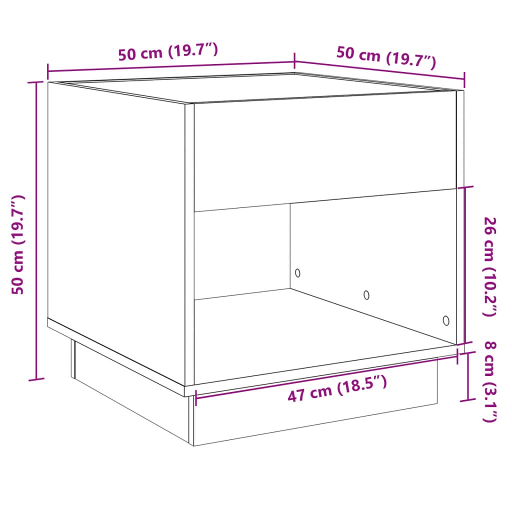 Nightstand with Infinity LED White 50x50x50 cm