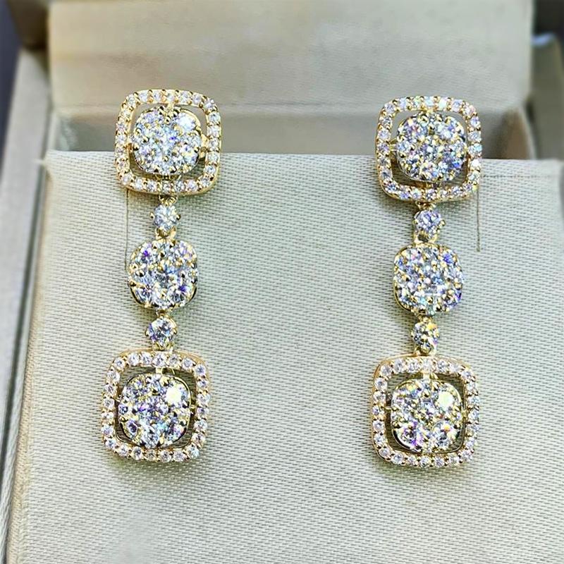 Стильные серьги-подвески женские модные женские ослепительные циркониевые подвески аксессуары для свадебных украшений невесты помолвочный подарок