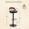 Set of 2 360 degrees Rotating Bar Stools with Backrest, Black Walnut Wood, PU Seat Cushion, Height-Adjustable (Black PU Leather)