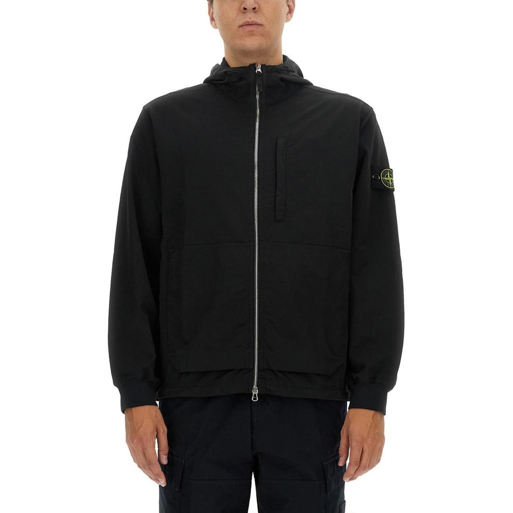 STONE ISLAND Zipped Hoodie Black Men Outerwear 791566853-V0029