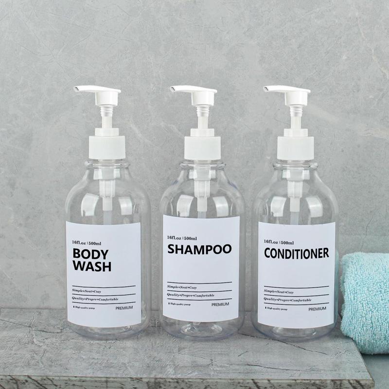 500 мл Прозрачный дозатор шампуня и кондиционера для настенного крепления бутылки мыла для душа с этикетками сменные дозаторы для геля для душа для ванной комнаты кухни