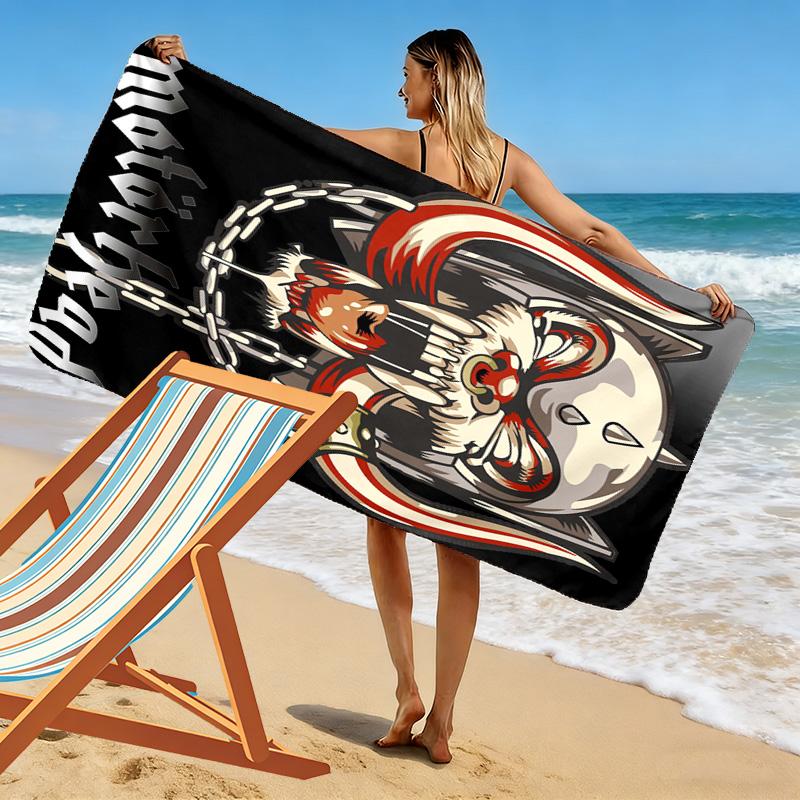 Skull and Chains 2D Flat Print Beach Towel, Large Soft Quick Dry Towel for Beach Camping SwimmingZSTJ0915291