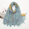 Hot-selling Spring and Summer New Beard-hanging Tassel Scarf Female Exotic Shawl Travel Wear Yellow-green Sunscreen