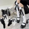 Лолита Jk Носки средней длины с бантом 3D Камелия Цветок Галстук Носки Балет Летние Тонкие Черно-белые Носки Y2K Вечерние платья Носки