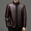 Short Leather Jacket Spring and Autumn Thin Middle-aged Leather Jacket Men's Stand Collar Casual Men's Korean Style Jacket New Style