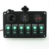 DC 12 V/24 V Car Marine Boat 6-Gang Waterproof Circuit Blue LED Rocker Switch Panel Breaker USB Charger Switches  Relays