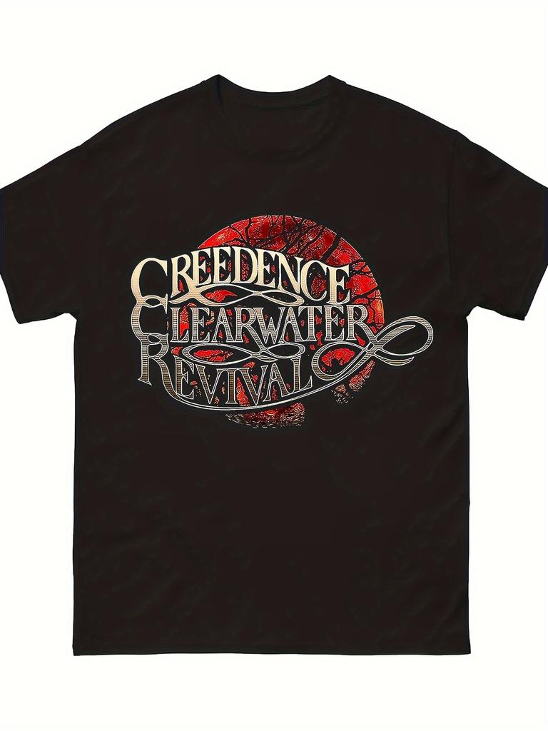 Футболка с винтажным логотипом группы Creedence Clearwater Revival - 100% хлопок, ретро-футболка с культовым изображением CWRR