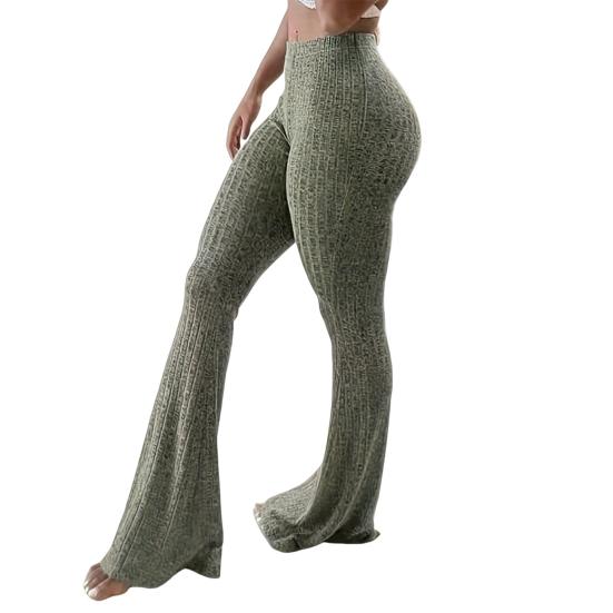 Женские штаны для йоги с высокой талией, расклешенные широкие леггинсы, однотонные спортивные штаны с эластичным поясом, повседневная одежда