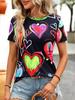 Women's T-Shirts 3d Print T-Shirt Love Print Harajuku Casual Short Sleeve Top Tee O Neck Oversized Female Clothing Tops Tee