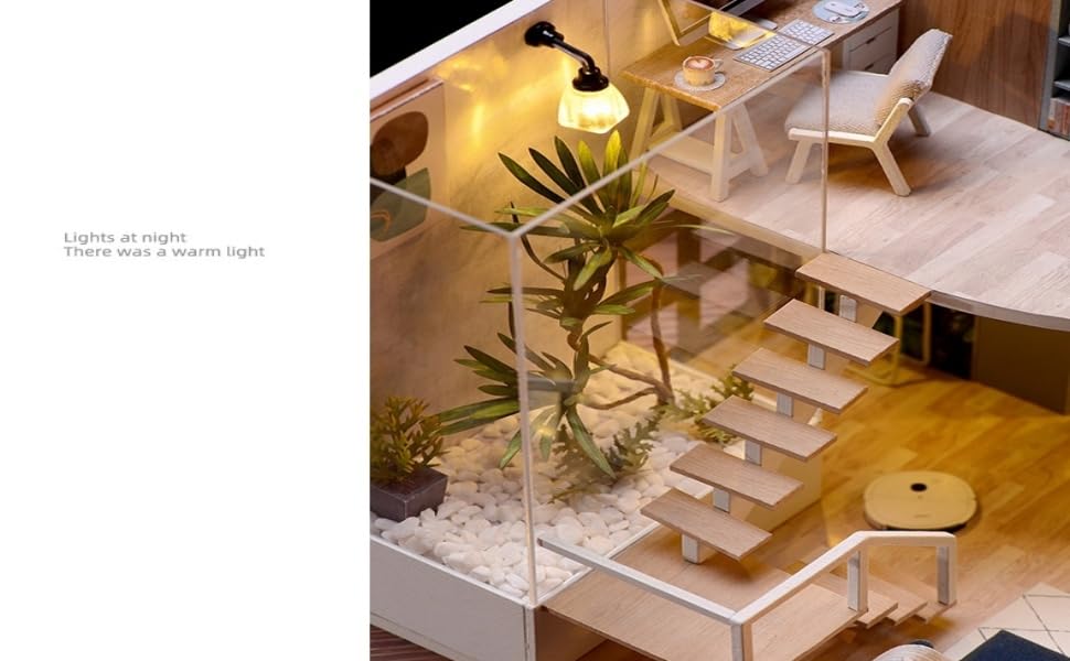 Кукольный домик sofiey Набор для самостоятельной сборки, Набор для рукоделия с миниатюрной мебелью и пылезащитным чехлом, "Комфортное время" L-032-B