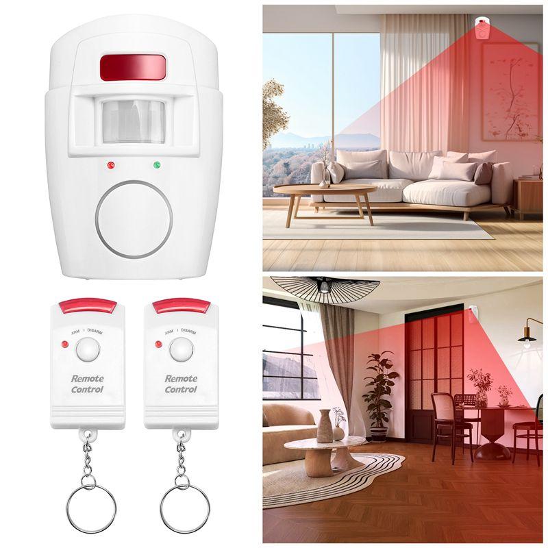 A52T Infrared Motion Sensor Alarm - Burglar Alarm With 2 Remote Controls, Suitable For Home/Garages/Shops