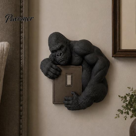 Скульптура накладки на выключатель Животное 3D Панель-декор Горилла, Чехол для настенного светильника Орангутан, Декор-чехол для дома, спальни, гостиной, Легкая установка