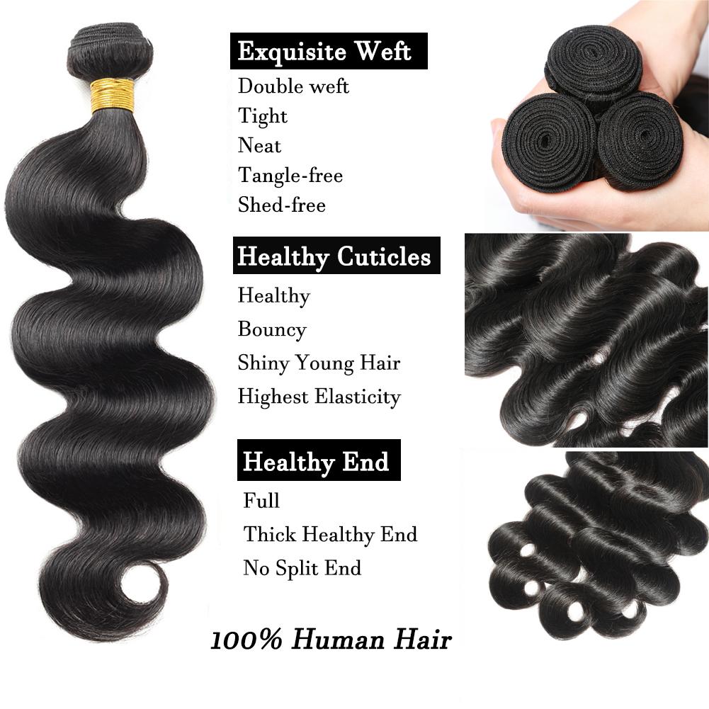 mi 12A Brazilian Body Wave Human Hair Bundles 100% Human Hair Extensions Natural Black 10-30 Inch 1/2/3/4pcs Bundles