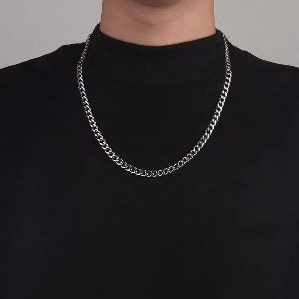Сталь Женские Модные Украшения Парные Ожерелья Цепочка на Ключицу Кубинская Цепочка Ожерелье Мужское Ожерелье
