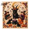 Fall Holiday Decoration Halloween Faux Pearl Art DIY Kit, 3D Bead Embroidery Craft Set, Spooky Handmade Ghost Pumpkin Goat Witch Wall Art, Seasonal