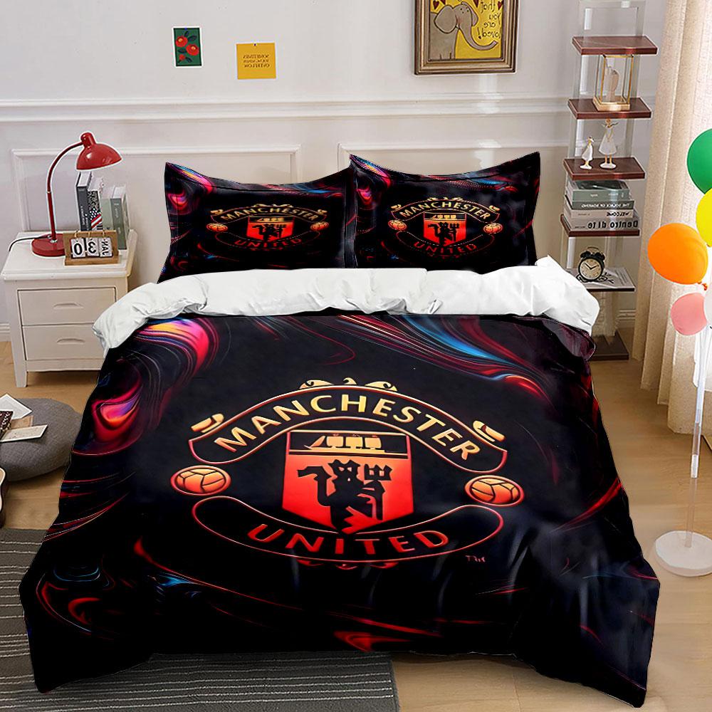 Manchester United Bedding Set Bedding Duvet Cover Set Duvet Cover Pillowcases (1 * Duvet Cover 2 * Pillowcases, without duvet insert)