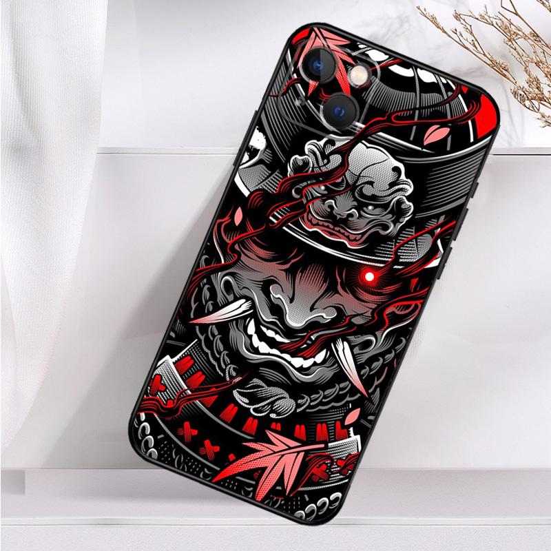 Ударопрочный чехол с маской самурая-демона для iPhone 17 16 15 14 11 Pro Max Plus 12 13 Mini 16e 17 Air Чехол для телефона