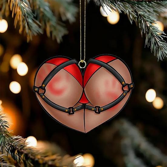 Игривая акриловая рождественская елочная игрушка-подвеска «Непослушное сердце» Праздничное подвесное украшение Забавный праздничный подарок для друзей и семьи