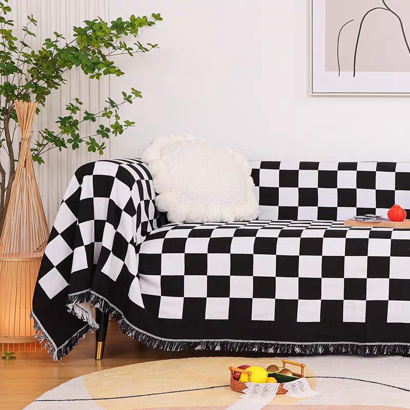 Винтажное клетчатое тканое покрывало для дивана, дивана, кровати, походного коврика для пикника, жаккардовое покрывало, ретро-скатерть в клетку