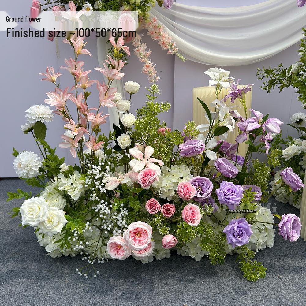 Mori Style Pink & Purple Cymbidium Flower Row for Wedding Aisle & Banquet Decoration