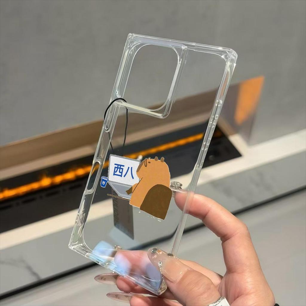 Square Back Tube Protection Clear Case For iPhone 15 Plus 12 16 ProMax 14 Pro Max 13 11 Anti-Oxygen,Playing Computer Dolphin Pattern Casing