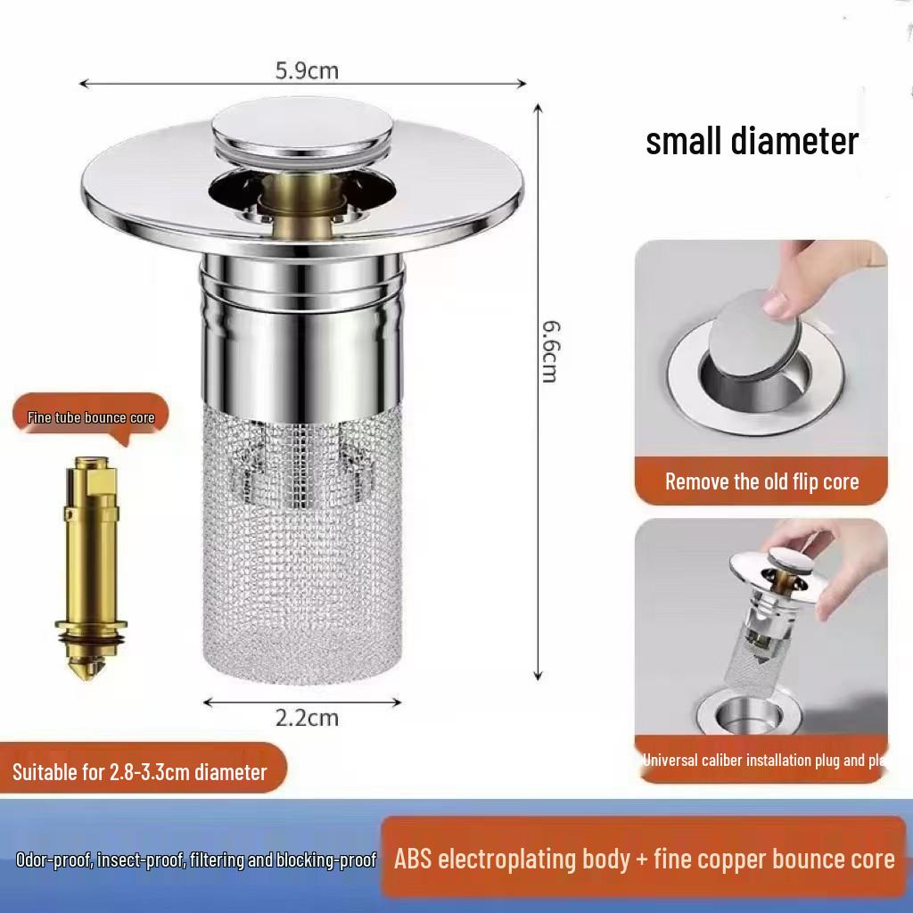 Stainless Steel Anti-Hair Pop-Up Washbasin Drain Filter