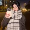 Warm Plaid Knitted Scarf Acrylic Fibres Tassel Shawl Korean Style Unisex Thickened Scarf  Christmas