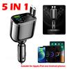 НОВОЕ 5-в-1 100 Вт выдвижное автомобильное зарядное устройство для мобильного телефона USB PD Type C кабель для iPhone шнур для быстрой зарядки автомобильный адаптер розетки