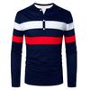 Men's Long Sleeve 3-Button T-Shirt with Fashionful Color Block Design Basic Casual Outdoor Style Comfortable Polyester Fabric