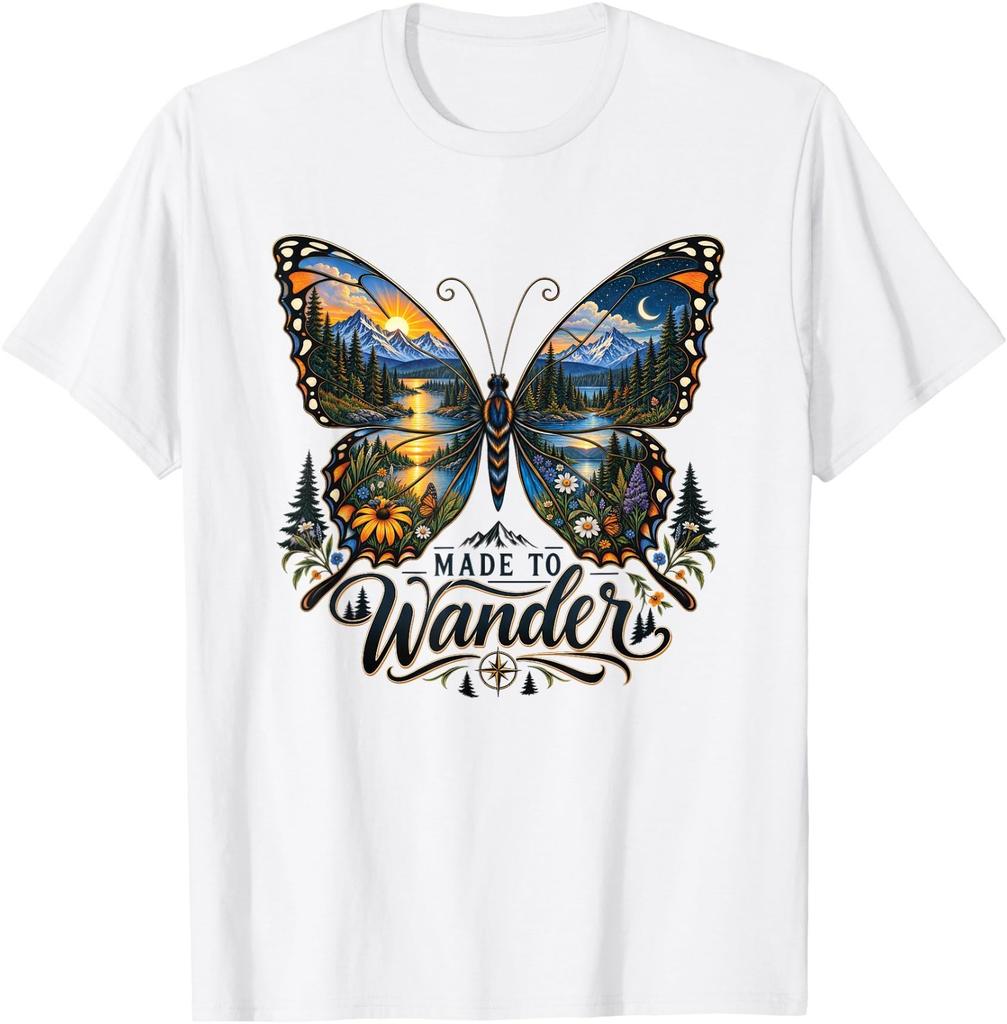 Butterfly Nature Made to Wander Mountain Adventure Design T-Shirt